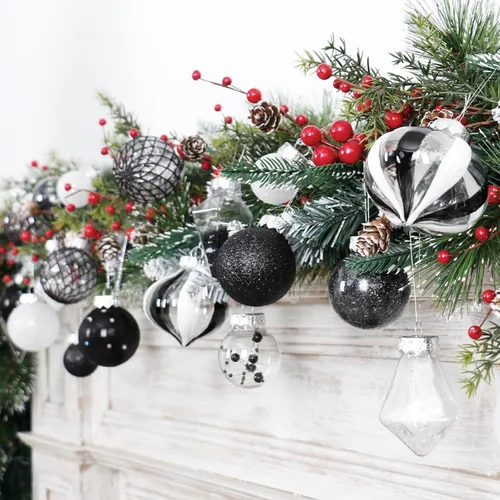 Vista 7 de Juego de Adornos de Bolas de Navidad, 34 piezas de adornos de Navidad de plástico transparente irrompibles para decoración colgante del árbol