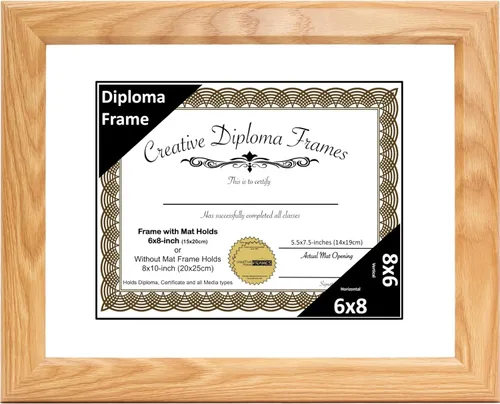 Vista 9 de Creative Picture Frames Marco de diploma con acabado de roble de 6 x 8 pulgadas, con caballete de vidrio negro y colgadores de pared instalados