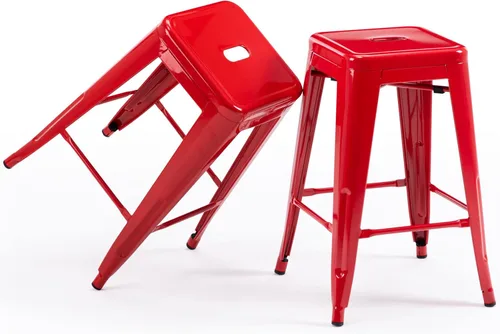 Vista 92 de Taburete Vogue Furniture Direct de 24 pulgadas, taburete de metal sin respaldo, taburete alto para encimera de interior o exterior con asiento