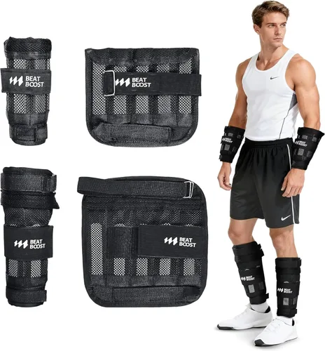 Vista 8 de Ankle Wrist Weights 4lb/10lb/15lb/20lb/25lb/30lb BeatBoost Adjustable Leg Arm Weights for Men Walking Pilates Exercise Workout Gym Aerobics