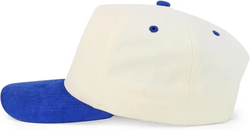 Vista 3 de Trendy Apparel Shop Gorra de béisbol combinada de 5 paneles de algodón y gamuza Piedra real