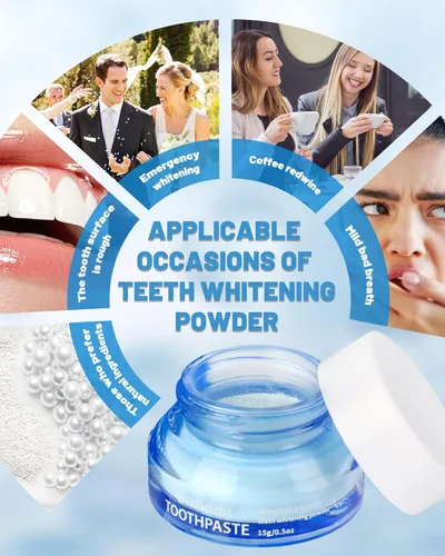 Vista 7 de Polvo blanqueador de dientes, pasta de dientes, polvo blanqueador, eliminación de manchas sin sensibilidad, blanqueador de dientes natural