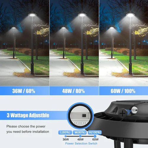 Vista 2 de Luz LED de poste de 60 W con fotocélula del anochecer al amanecer, 8400Lm 5000K luces de poste al aire libre, IP65 impermeable al aire libre