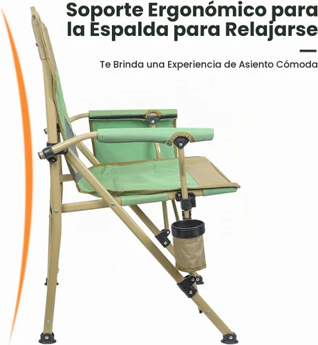 Vista 5 de Silla de camping para adultos, 350 libras, respaldo de malla transpirable