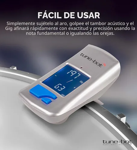Vista 3 de Tune-Bot Gig Clip-On Afinador Digital para Tambores Acústicos con Pantalla LCD Retroiluminada