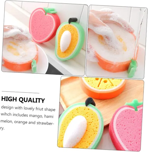 Vista 4 de LIFKOME 4pcs Fruit Shape Dish Sponges Thick Kitchen Cleaning Sponge Non-Scratch Soft Absorbent