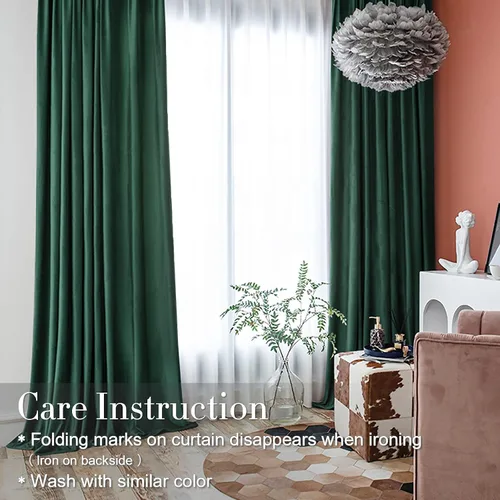 Vista 8 de jinchan Cortinas opacas de terciopelo para sala de estar, cortinas de lujo con aislamiento térmico para dormitorio, 120 pulgadas de largo, cortinas