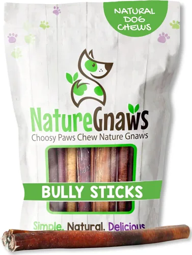 Vista 9 de Nature Gnaws Bully Stick Bites para perros pequeños de 2 a 4 pulgadas (8 onzas), de larga duración para masticadores ligeros y cachorros, golosinas