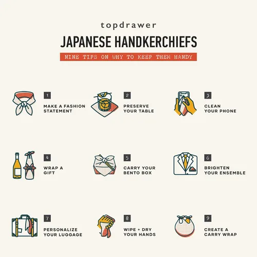 Vista 9 de Topdrawer - Pañuelo japonés, bolsillo cuadrado, 100% algodón, fabricado en Japón
