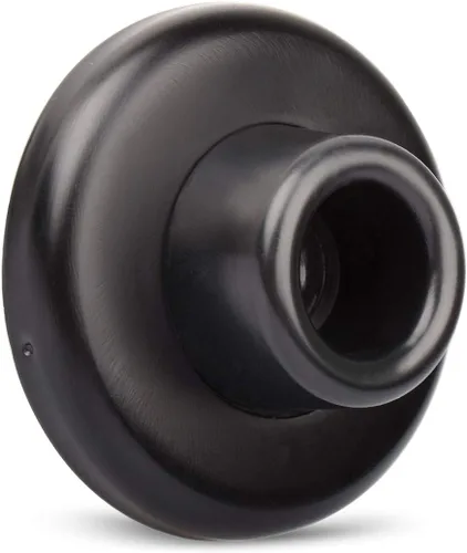 Tope de Puerta de Pared Cóncavo Negro – Cubierta de Acero Inoxidable de 2-1/2" de Diámetro Exterior con Tope de Goma Negro de 1-1/8" – Fácil de