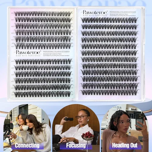Vista 126 de Kit de extensión de pestañas Pawotence DIY 280 piezas, racimos de pestañas, kit de extensión de pestañas, 9-16mm, 30D, 40D, pestañas individuales