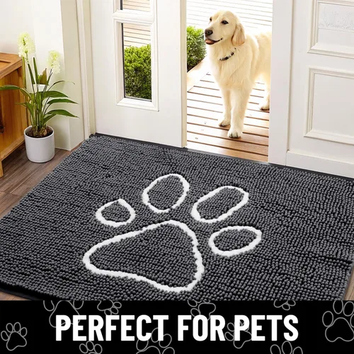 Vista 7 de Smiry Tapete para puerta de perro para patas fangosas, absorbente que atrapa la suciedad, antideslizante, de secado rápido, lavable, tapete