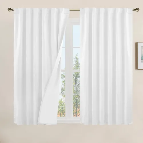 Vista 56 de LAMIT Cortinas opacas cortas de lino de 30 pulgadas para ventanas de cocina sobre el fregadero, cortinas de café texturizadas de lino marfil