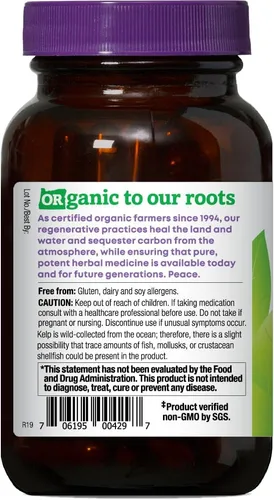 Vista 3 de Oregon's Wild Harvest Suplemento orgánico de algas Fuente natural de yodo Cápsulas veganas, 90