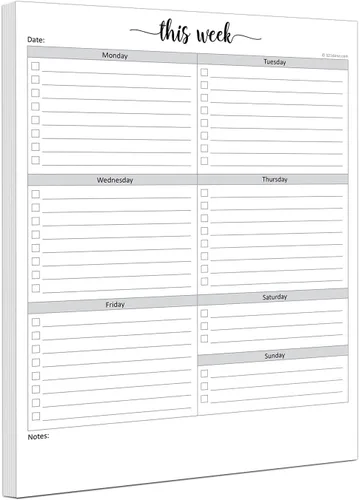Vista 8 de 321Done Bloc de notas de lista de verificación semanal – 50 hojas (5.5 x 8.5 pulgadas) – Bloc de notas This Week to Do para arrancar bloc de Listas