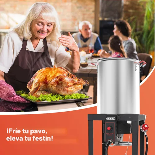 Vista 2 de NUUK Freidora de pavo de 30 cuartos de galón y freidora de pescado de 10 cuartos de galón, olla de aluminio con canasta, quemador de 50,000 BTU