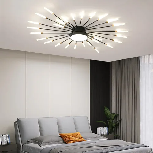 Vista 8 de Modern LED Ceiling Light, Ring Black Flush Mount Ceiling Lights Fixture with Remote Control, Acrylic Ceiling Lamp for Bedroom Hallway Kitchen