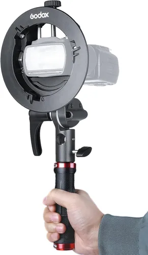 Godox Soporte Speedlite S2 con mango para Godox AD100Pro II, AD200Pro ii, V1, V100 Speedlite de cabeza redonda, V860IIi / TT685 / TT600 Falsh,