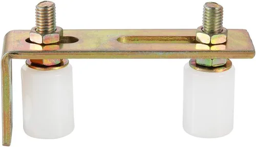 Vista 2 de Skelang Rodillo guía de puerta deslizante con soporte de poste en L, doble rodillo de nailon ajustable para puertas correderas de 2-5/16 pulgadas