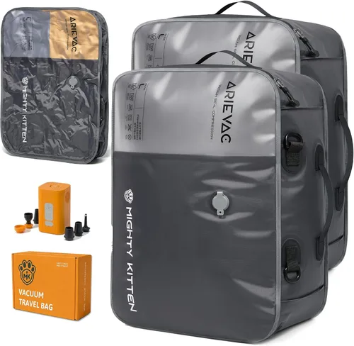 Vista 10 de IKYWT Bolsas de sellado al vacío para viaje con bomba recargable, cubos de embalaje de compresión de 18 litros para maleta de mano y mochila