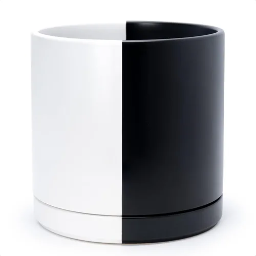 Vista 39 de D'vine Dev Maceta de cerámica de 10 pulgadas con orificio de drenaje y platillo, maceta redonda cilíndrica para interiores, color negro, 94-O-E-2