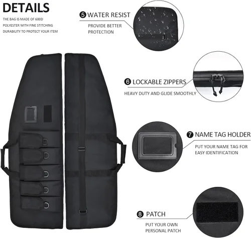 Vista 6 de AUMTISC Funda táctica suave para pistola, bolsa de transporte para rifle con 5 bolsas y correa de hombro ajustable, 38/42 pulgadas