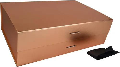 Vista 27 de PACK2PACK Caja de regalo plegable de lujo con cinta extraíble, caja plegable con cierre magnético, bodas, despedidas de soltera, regalos Negro/Blanco