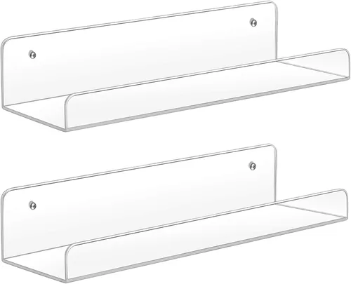 Estantes acrílicos Sooyee, paquete de 2 estantes flotantes de pared de 15 pulgadas, estante de exhibición para Funko Pop, estante de libros