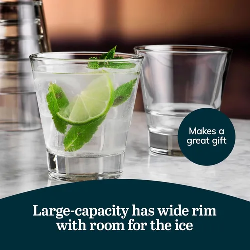 Vista 5 de Libbey Endeavor - Vasos dobles apilables a la antigua, 12 onzas, juego de 12 vasos transparentes para beber, moderno juego de vasos para bebidas