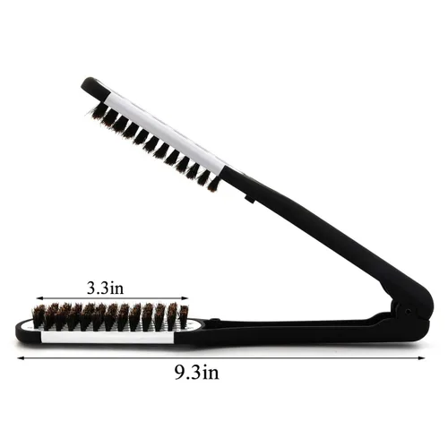Vista 3 de CCbeauty Cepillo de pelo de cerdas de jabalí, cepillo de doble cara con abrazadera para cabello grueso, cepillos alisadores de cabello, cepillo