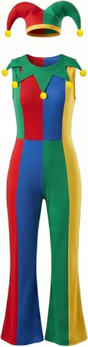 ACSUSS Disfraz de payaso para niñas, para fiestas, carnavales, juego de simulación, Joker, cosplay, traje de cosplay, pantalones acampanados, overol