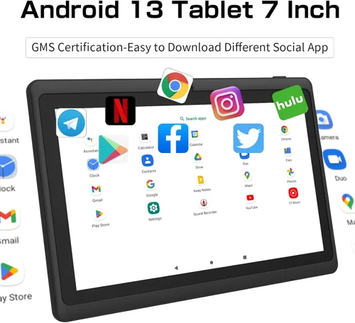 Vista 4 de Tablet de 7 pulgadas con estuche, tabletas Android de cuatro núcleos, 4 GB RAM 32 GB ROM 512 GB expandibles, pantalla IPS HD de 1024x600, 3500 mAh