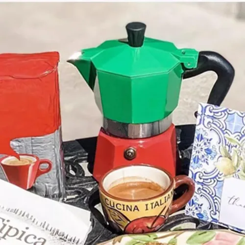 Vista 6 de Cafetera Moka Pot - Cafetera italiana de 6 tazas/10 onzas, cafetera espresso para estufa de gas o cerámica eléctrica, para camping, manual de café