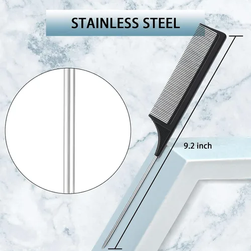 Vista 4 de Geiserailie Juego de 3 cepillos para peinar el cabello liso Cepillo de cerdas Cepillo de control de bordes Cepillo de cardado para mujeres con Negro