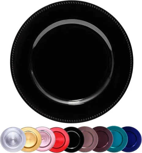 Vista 19 de Platos de carga de acrílico transparente de 33 cm, juego de 10 piezas, redondos para mesa, decoración para bodas, fiestas, eventos