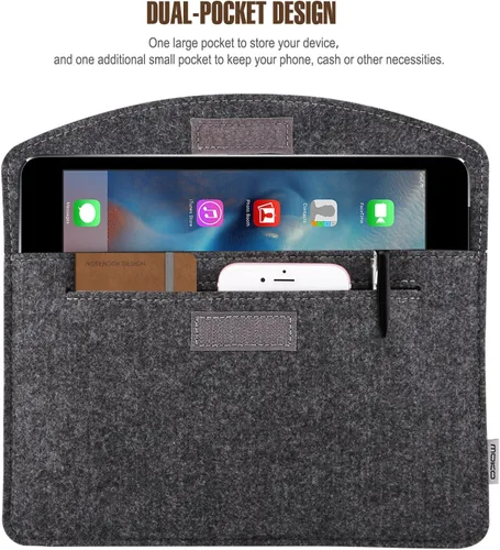 Vista 3 de MoKo Bolsa de 7-8 Pulgadas, Funda Protectora de Feltro para Tablet Portátil Compatible con iPad Mini (A17 Pro) 8.3" 2024, iPad Mini 6/5/4/3/2/1, Gris