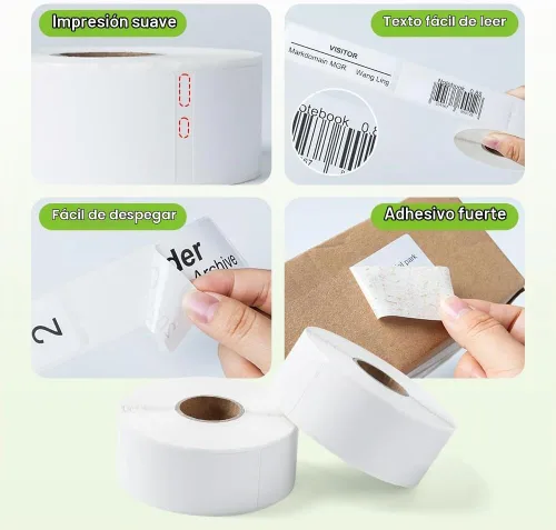 Vista 6 de 12 rollos compatibles con Dymo LabelWriter 30252 repuestos de etiquetas de 1-1/8 pulgadas x 3-1/2 pulgadas, etiquetas de dirección y código