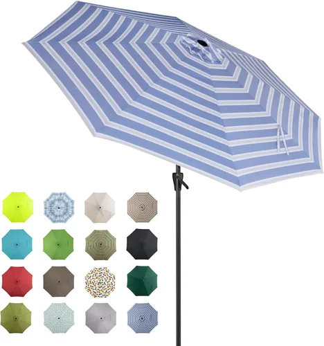 Vista 9 de Tempera Patio Market Outdoor Table Umbrella with Auto Tilt and Crank, Large Sun Umbrella with Sturdy Pole & Fade Resistant Canopy, Easy to Set