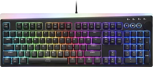 Vista 10 de i-rocks Teclado mecánico para juegos K71M RGB con perilla de control de medios, interruptores (azul), 107 teclas con NKRO completo, teclas PBT