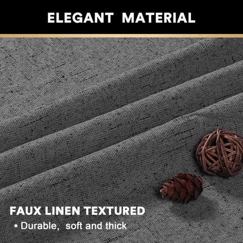 Vista 311 de Primitive - Cortinas opacas 100 % de lino texturizado natural para dormitorio, sala de estar, cortinas para ahorra energía, tela de arpillera