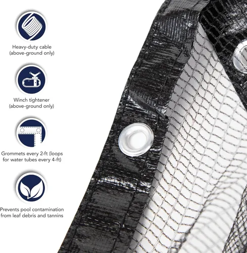 Vista 6 de Cubierta de red oval contra hojas para albercas elevadas o por encima del piso, Negro