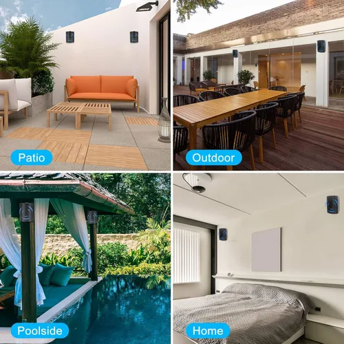 Vista 7 de Herdio Altavoces Bluetooth para Exteriores de 6.5 Pulgadas Impermeables con Graves Potentes, Altavoces de Montaje en Pared Cableados Resistentes a