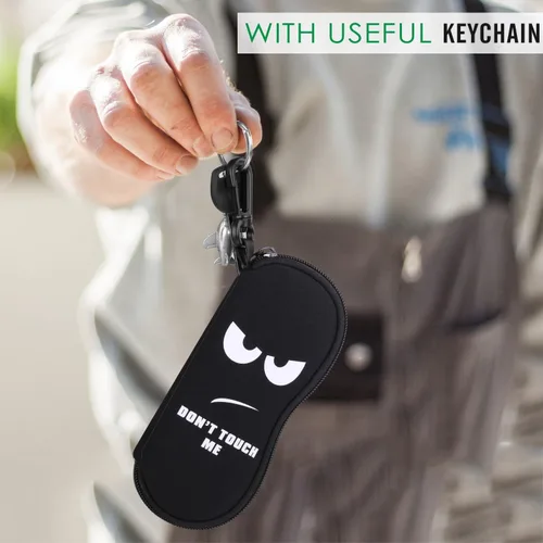 Vista 4 de MoKo - Estuche suave, ultra ligero, de neopreno, para lentes de sol, con cremallera y clip para cinturón