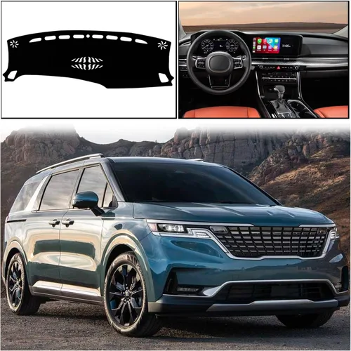 Vista 6 de Protector de tablero de interior para salpicadero Compatible con Kia Carnival KA4 Minivan LE EX SX y SX Prestige 2022 2023 2024 Protector de rayos