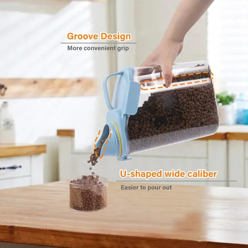 Vista 5 de Contenedor hermético de almacenamiento de alimentos para gatos Contenedor de plástico transparente para gatos y cachorros de 3 cuartos de galón
