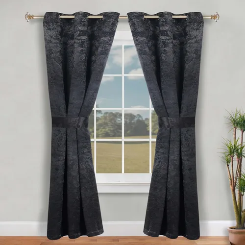 Vista 8 de Superior Cortinas opacas, oscurecimiento de la habitación para dormitorio, bloqueo solar, térmicas, cortinas bohemias modernas, colección de hojas