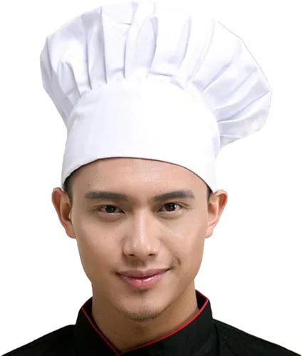 Vista 3 de Hyzrz Juego de 2 gorras de chef ajustables para adultos con elástico para panadero cocina chef para adultos