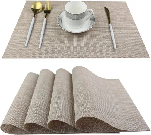Vista 28 de Manteles individuales para mesa de comedor, juego de 6 manteles individuales de plástico lavables para mesa de cocina, manteles individuales de PVC