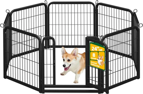 Vista 37 de Yaheetech Corralito para perros, 24 pulgadas, 2 paneles, corral para perros para interiores, resistente, corral de ejercicio para cachorros, valla