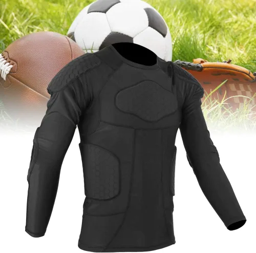 Vista 8 de VGEBY - Equipo de protección de fútbol acolchado, anticolisión, transpirable, antigolpes, protección contra golpes, compresión, acolchada, protector